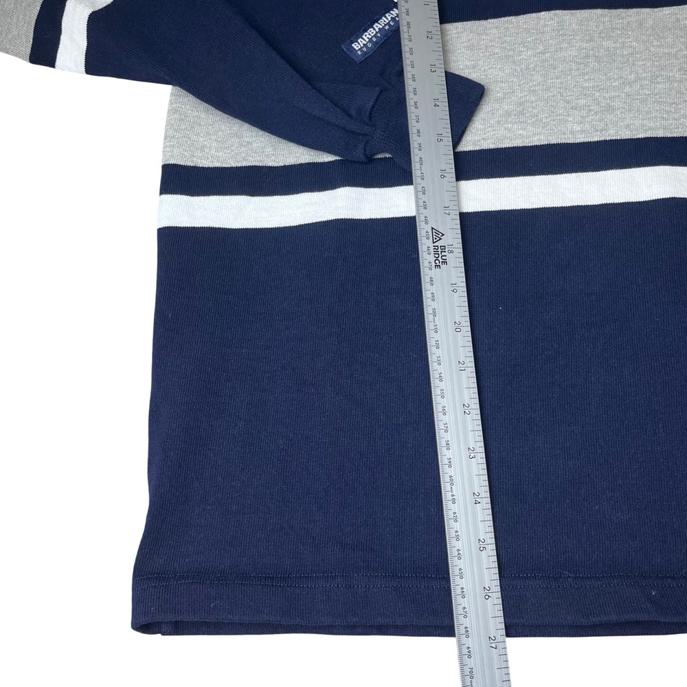 Barbarian Rugby Shirt Mens Small Navy Blue Striped Indian Head Camp Long Sleeve - Picture 7 of 9